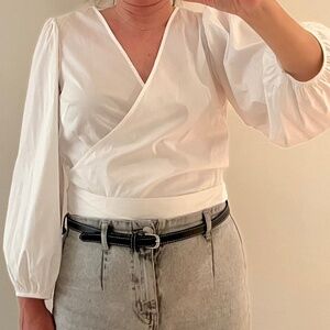 Wrap Crop Cotton Blouse Size IT42/US 8 - Made in Italy